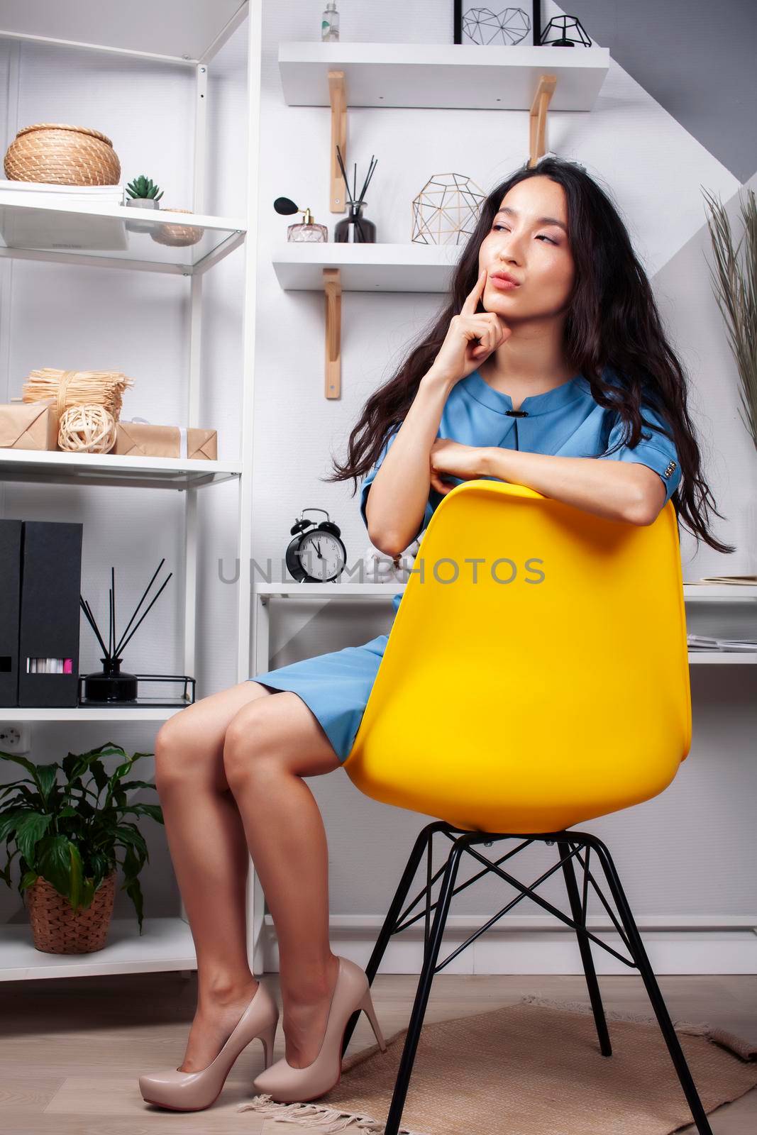 young pretty asian woman working at home office during covid isolation, lifestyle people concept close up