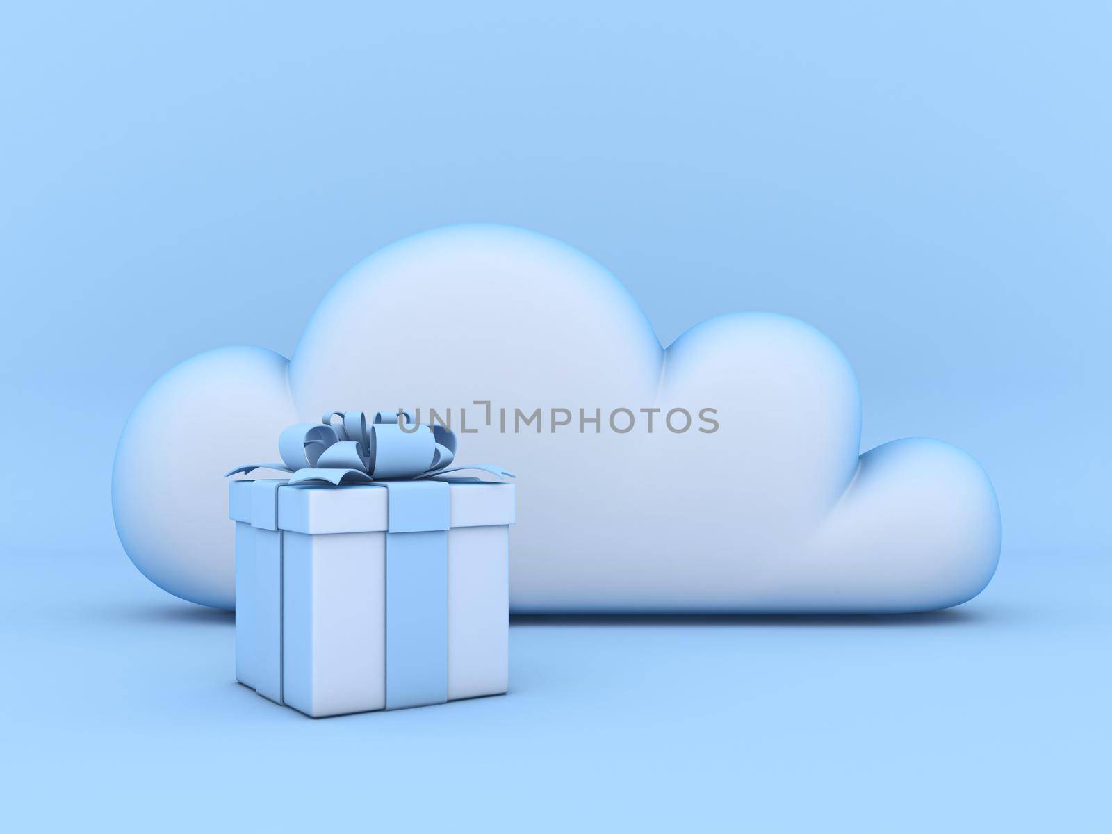 Cloud concept gift 3D rendering illustration isolated on blue background