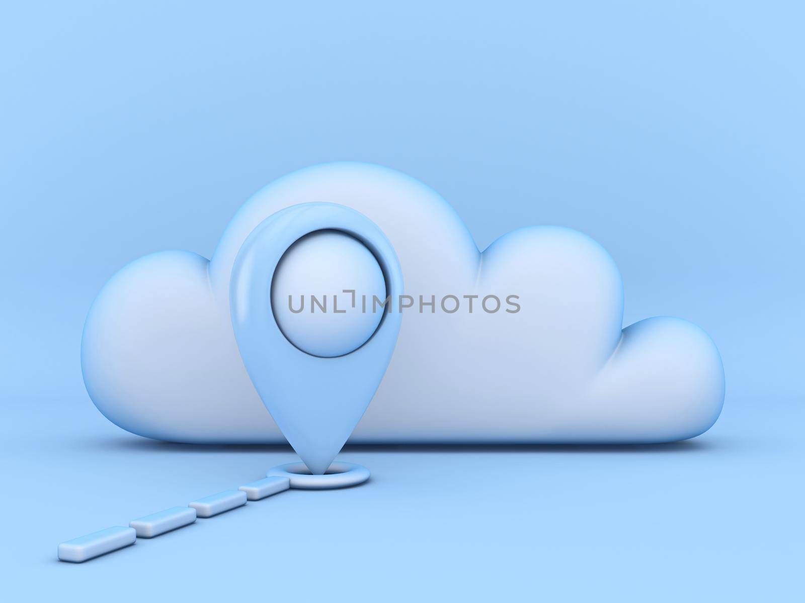 Cloud concept of favorite places 3D rendering illustration isolated on blue background