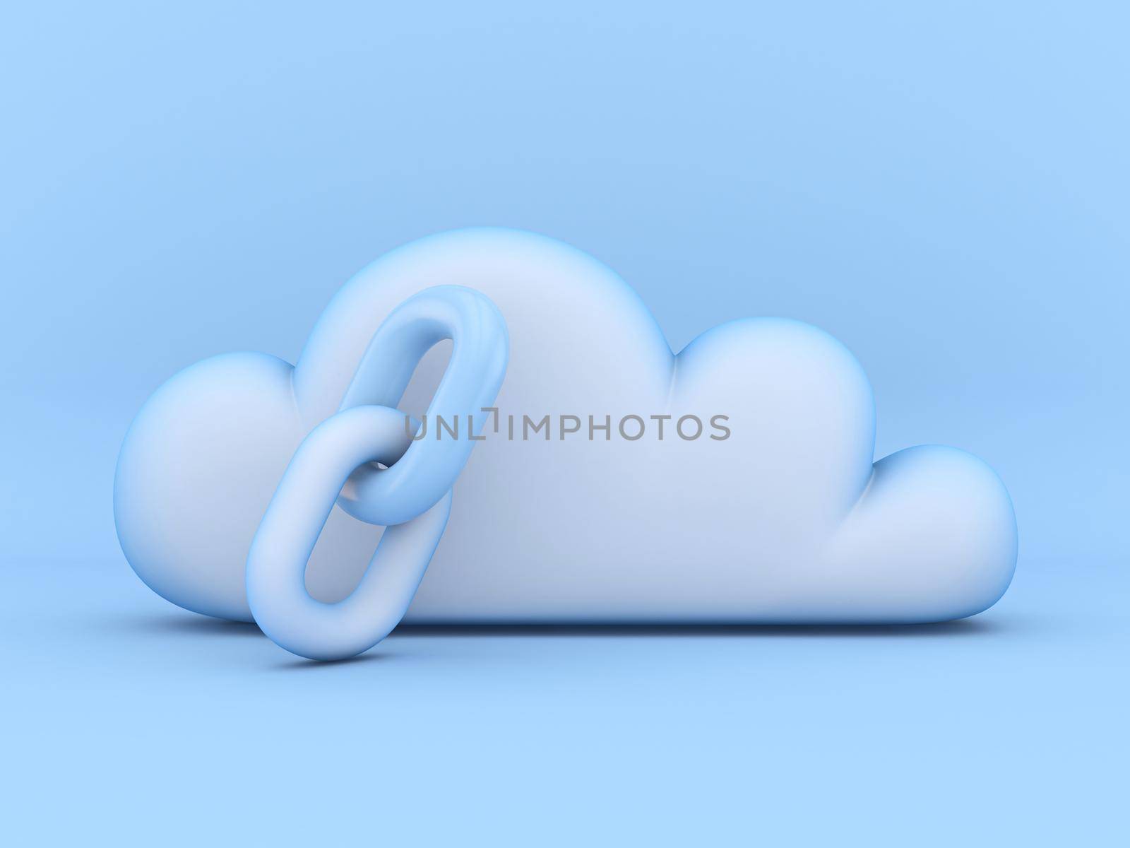 Cloud concept of internet links 3D rendering illustration isolated on blue background