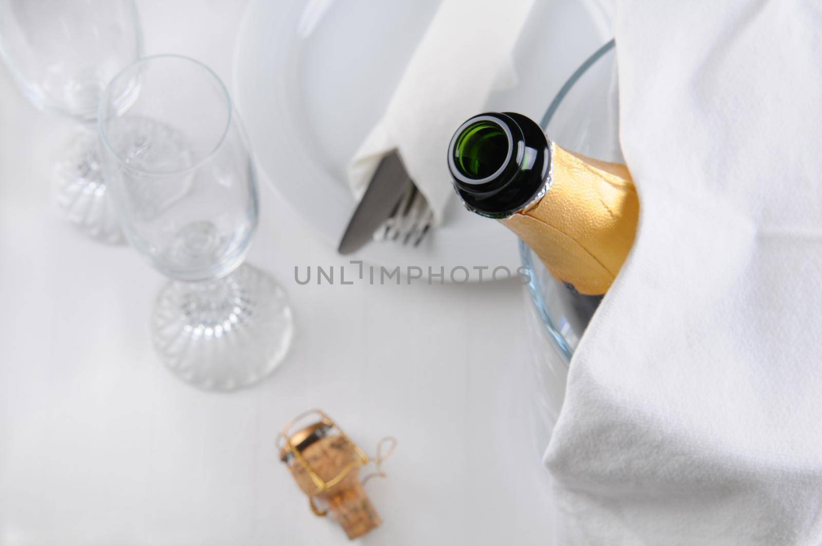 Champagne Bottle and Table Setting by sCukrov
