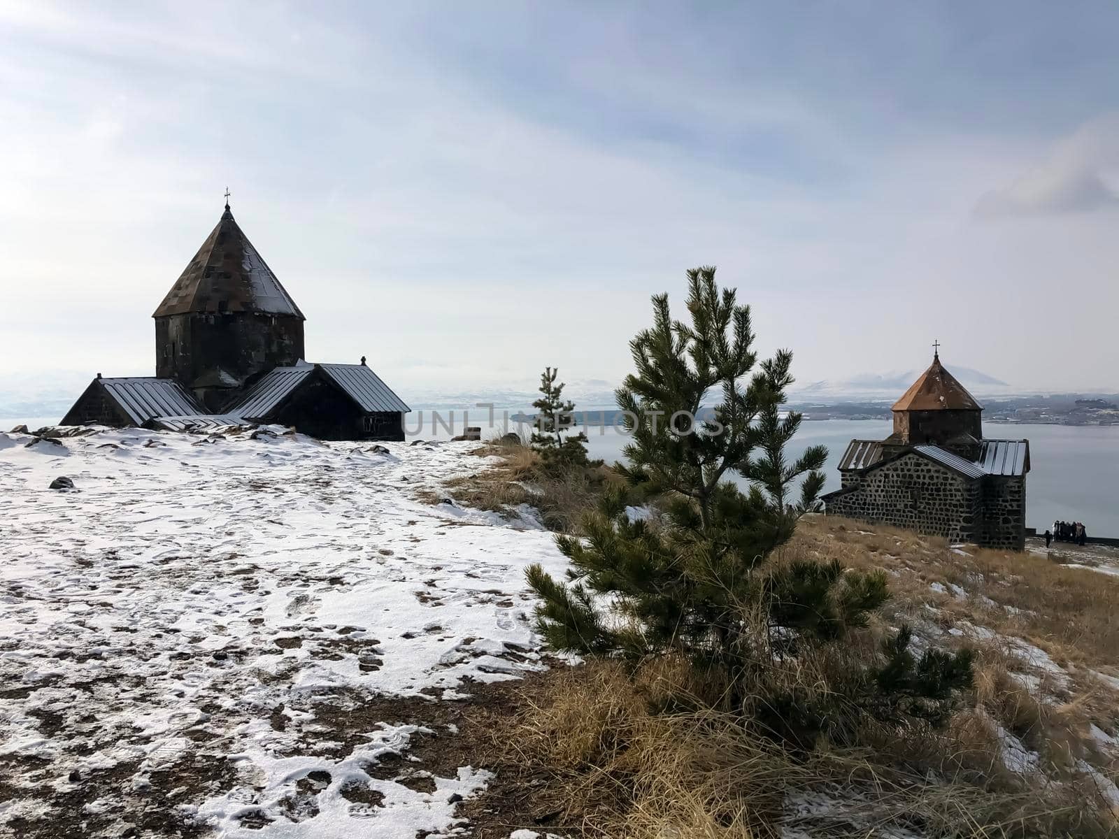 Lake Sevan in winter, Armenia - stock photo by kaliaevaen