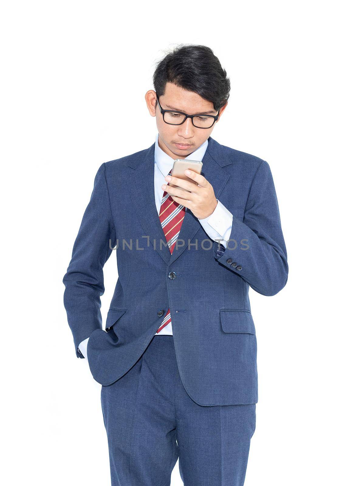 Young asian business men portrait in suit  over white background