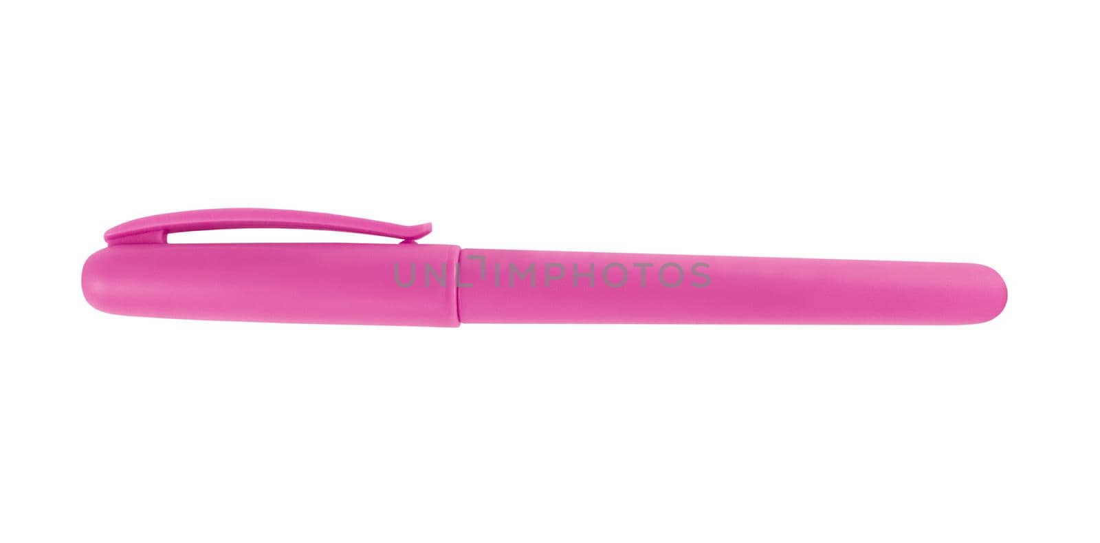 Pink pen with cap isolated on white background