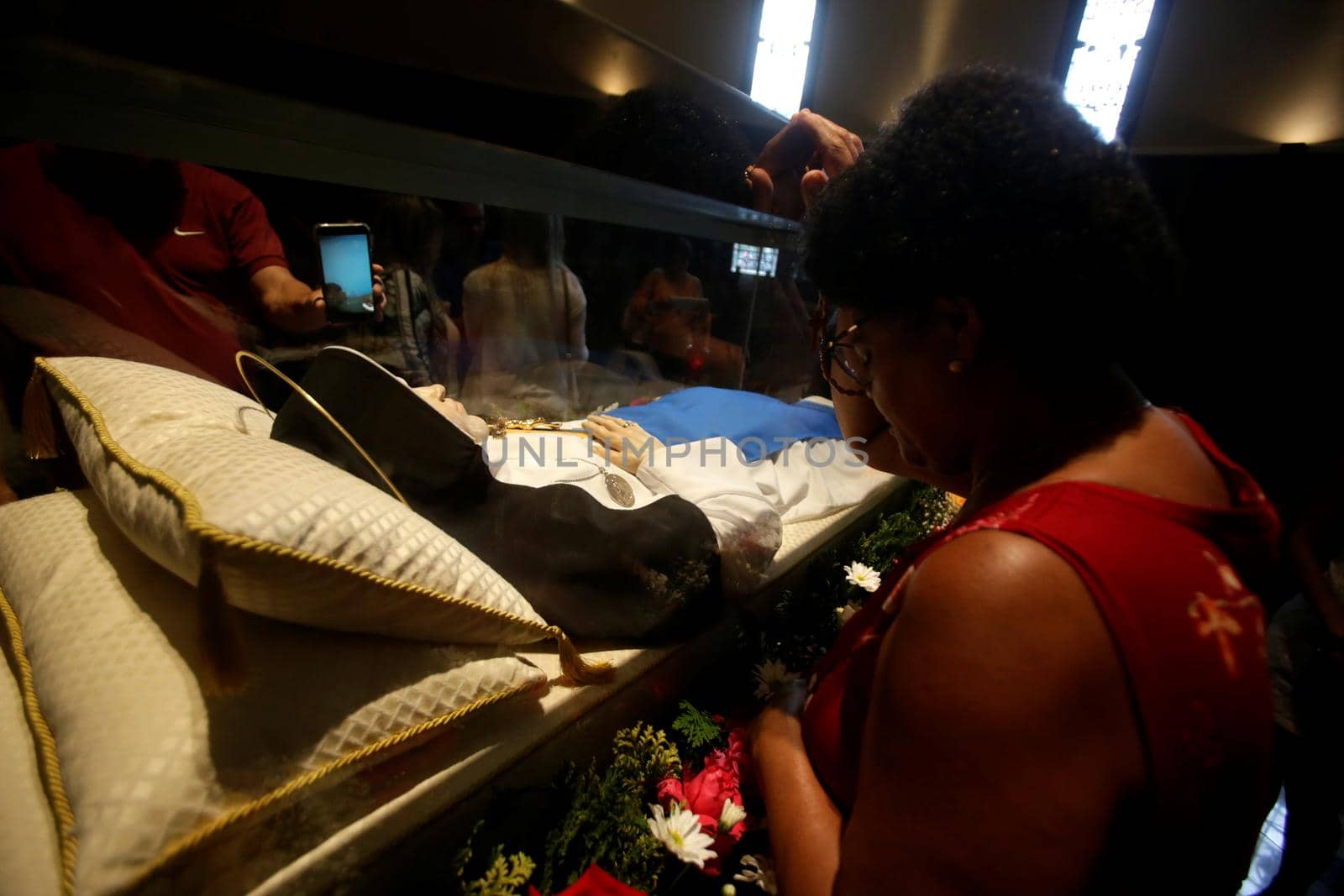 salvador, bahia, brazil - october 13, 2019: Returnees of the Santa Dulce dos Pobres nun visit the saint's tomb in the city of Salvador.