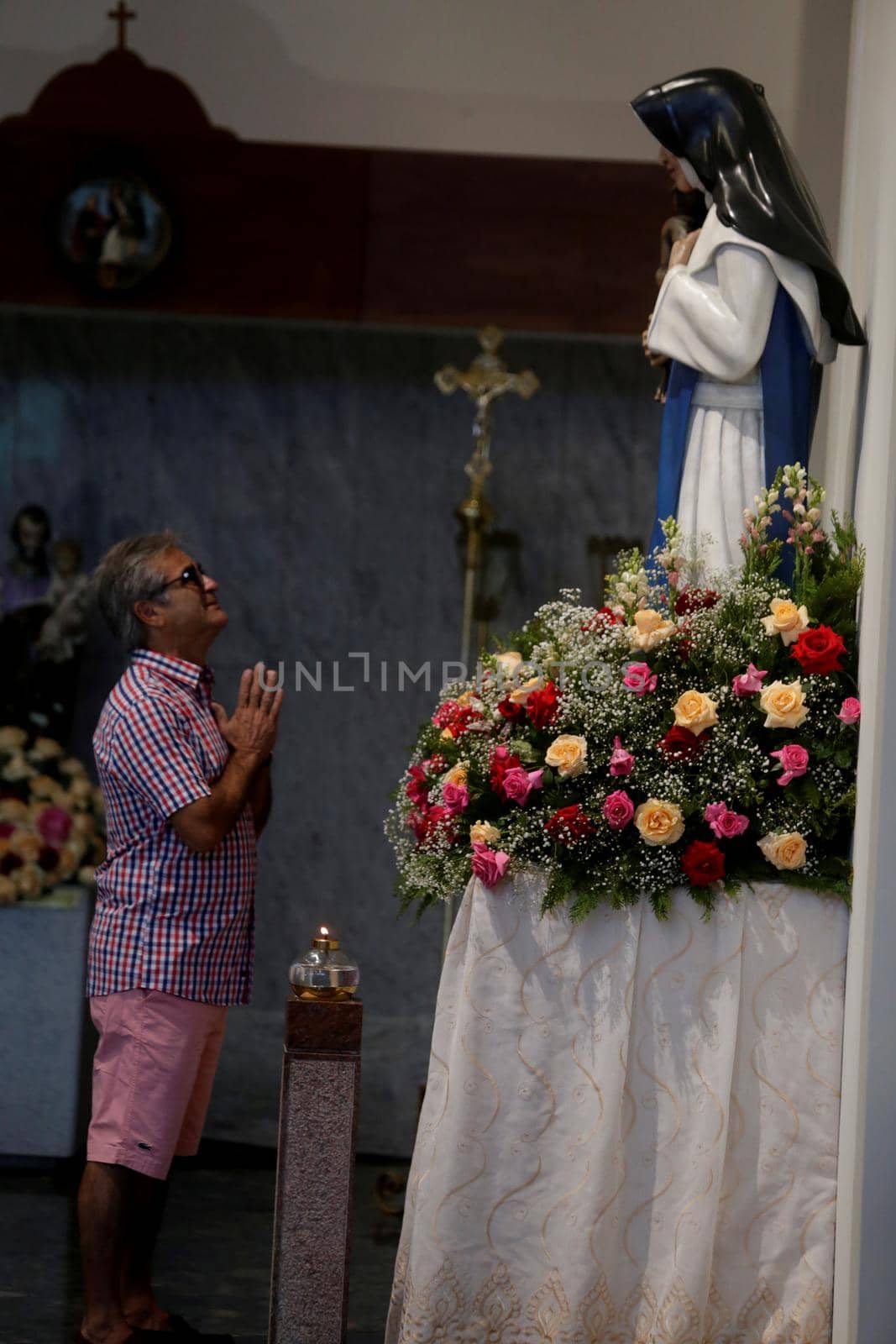 salvador, bahia, brazil - october 13, 2019: return of the nun Santa Dulce dos Pobres seen with the sculpture of the saint in the sanctuary in the city of Salvador.