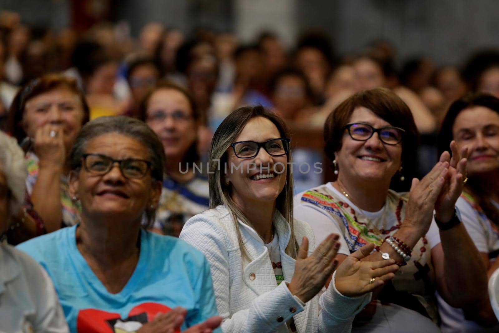 salvador, bahia, brazil - october 13, 2019: Devotees of Santa Dulce of the Poor are seen during mass at the Santa Sanctuary in the city of Salvador.