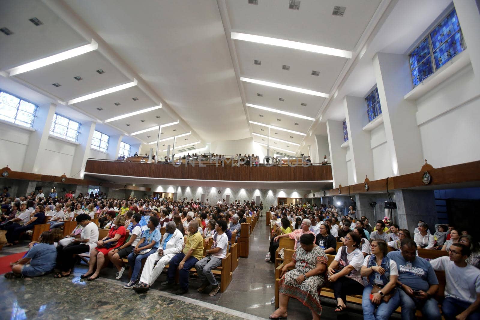 salvador, bahia, brazil - october 13, 2019: Devotees of Santa Dulce of the Poor are seen during mass at the Santa Sanctuary in the city of Salvador.