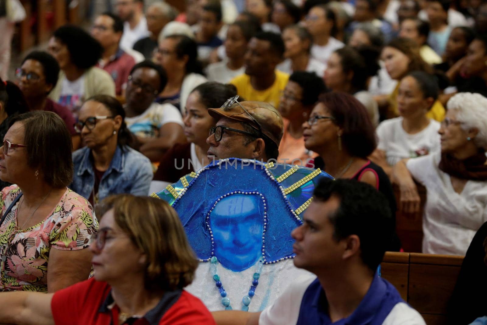 salvador, bahia, brazil - october 13, 2019: Devotees of Santa Dulce of the Poor are seen during mass at the Santa Sanctuary in the city of Salvador.