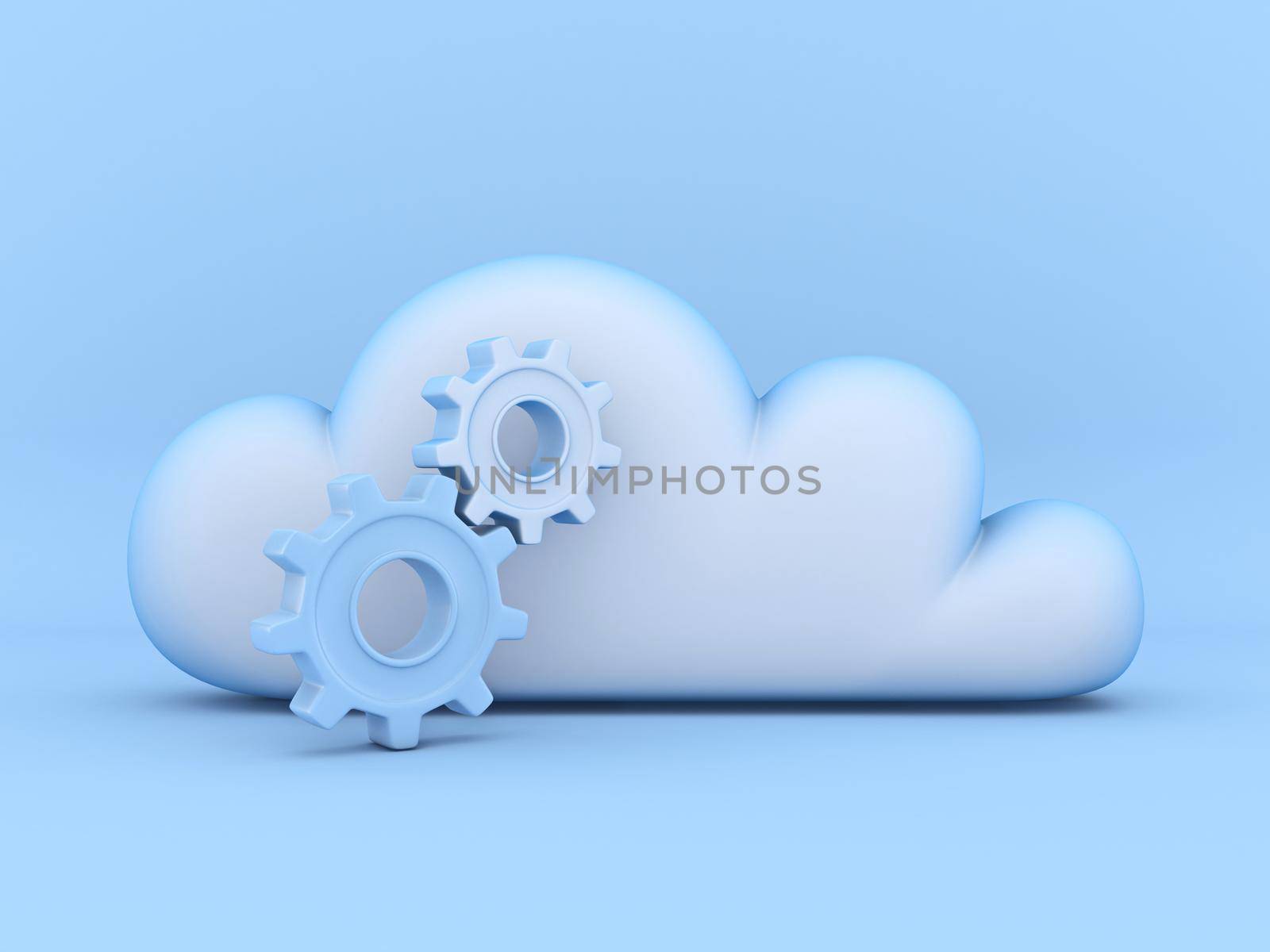 Cloud concept of configuration saving 3D rendering illustration isolated on blue background