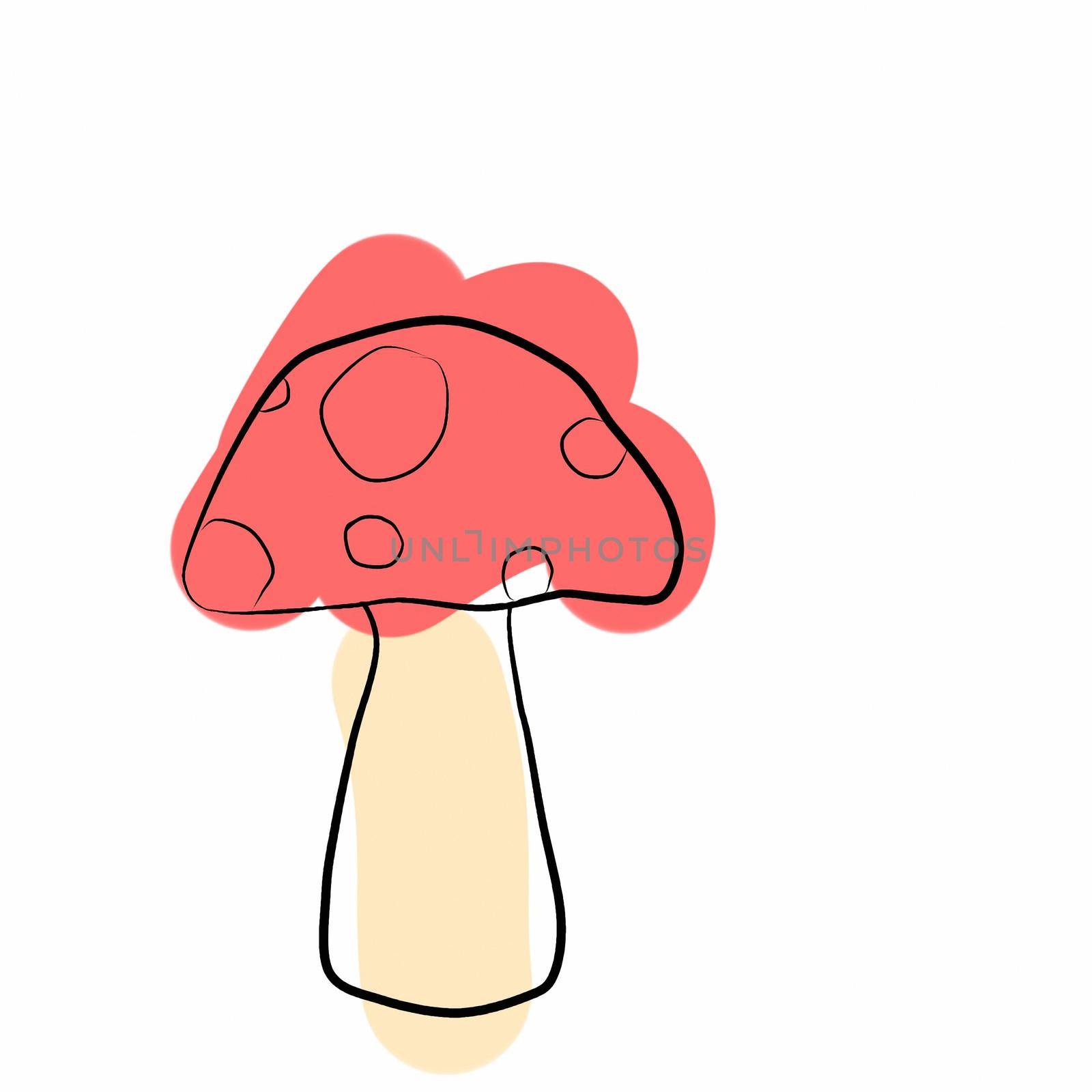 Non-toxic cartoon red mushroom on white background by profmon