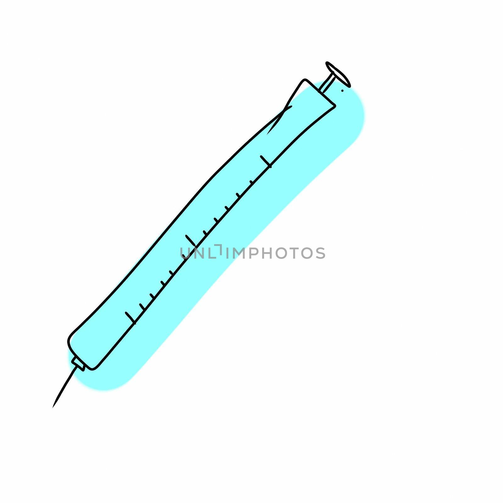 simple cartoon Realistic Cute Syringe Icon on White Background . Isolated