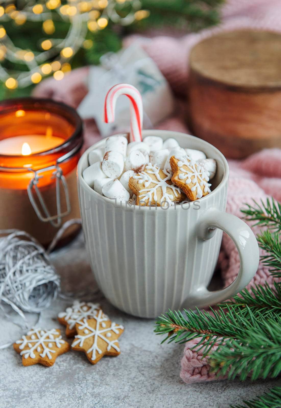 Christmas hot chocolate with marshmallow by Almaje