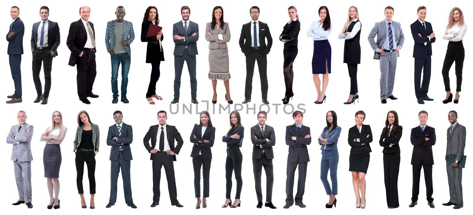 successful business people isolated on white background . photo collage