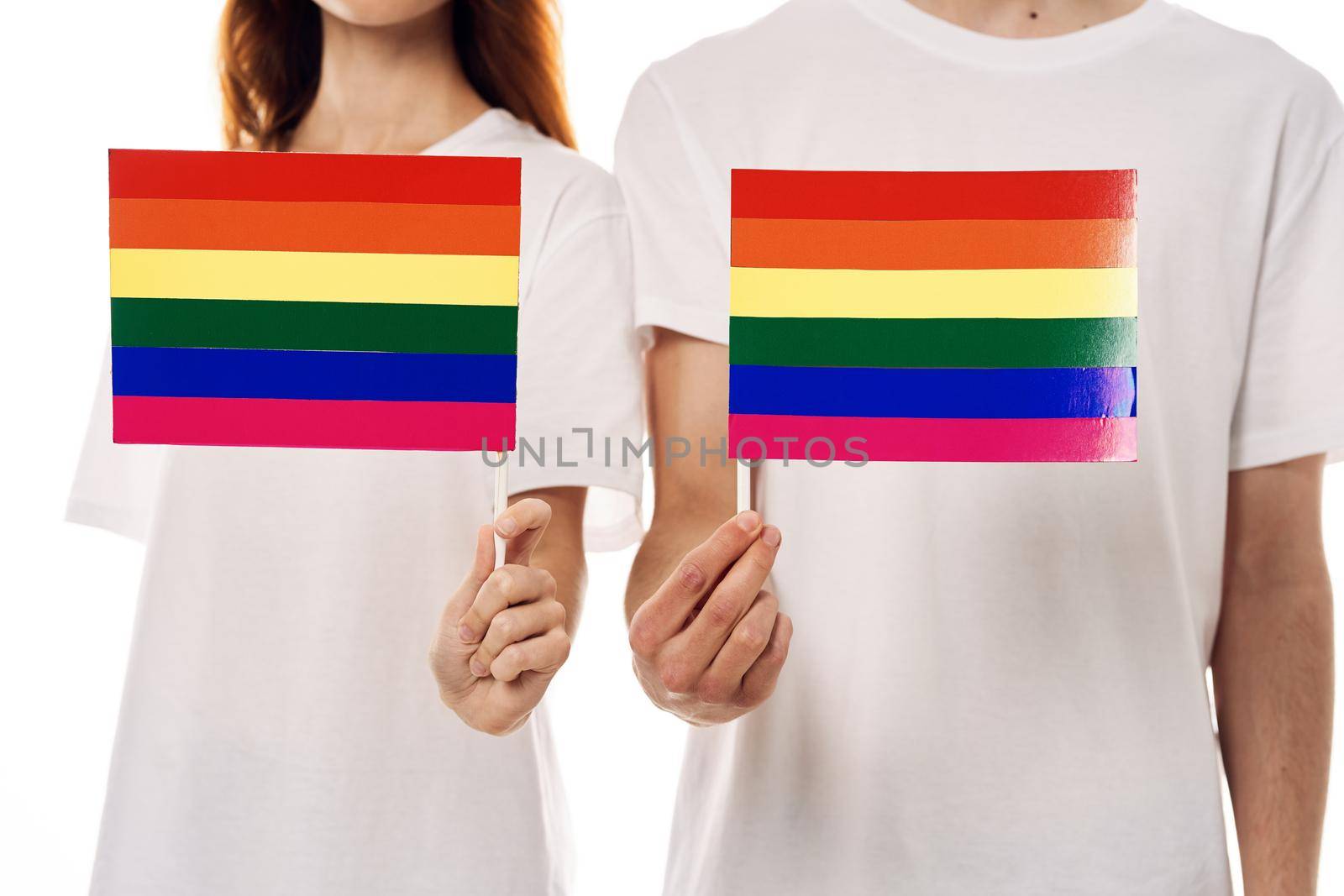 couple Flag lgbt transgender sexual minorities light background. High quality photo