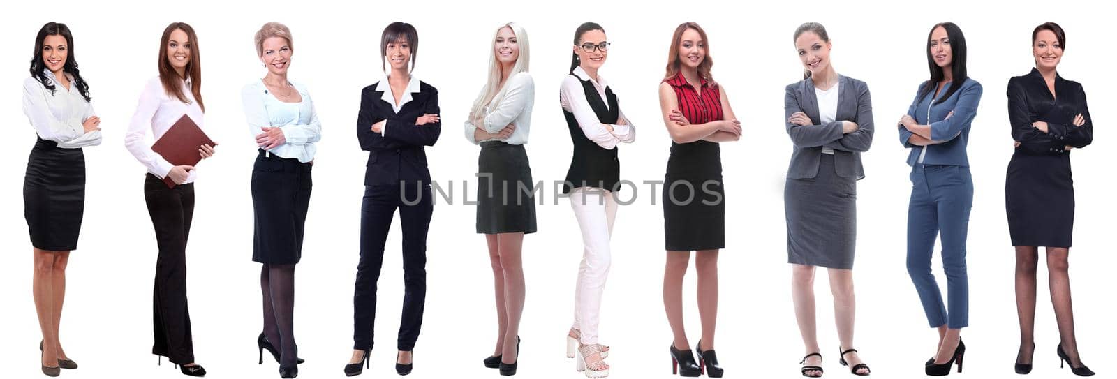 panoramic collage of a group of successful young business women. by asdf