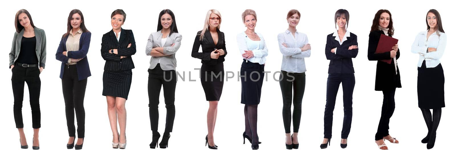panoramic collage of a group of successful young business women. by asdf