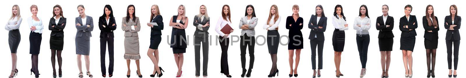 collage of successful modern businesswoman. isolated on white background