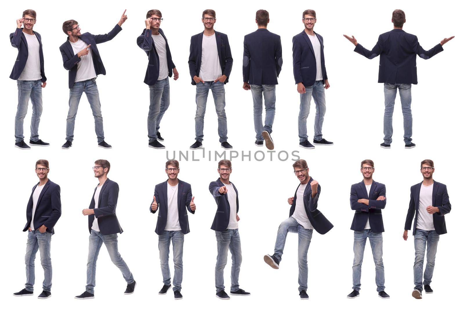 collage of photos of a successful modern man. isolated on white background.