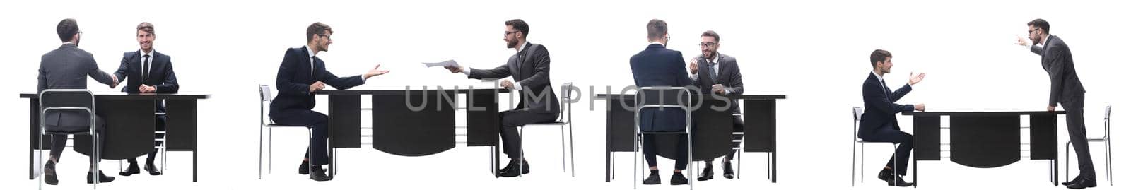 callage. two business people sitting at the Desk by asdf