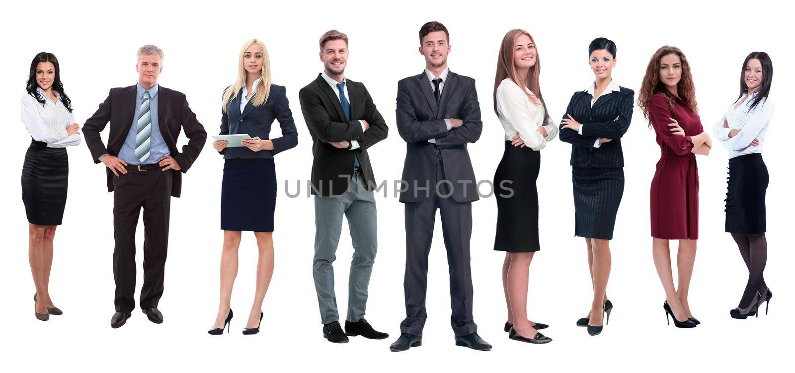 in full growth.professional business team isolated on white by asdf