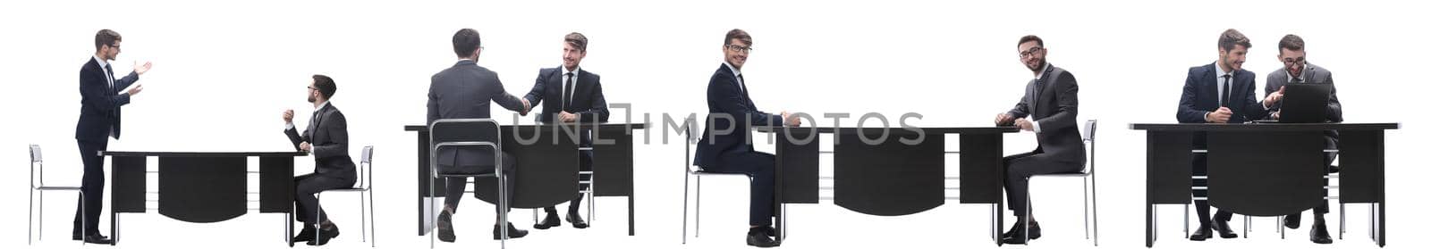 callage. two business people sitting at the Desk by asdf