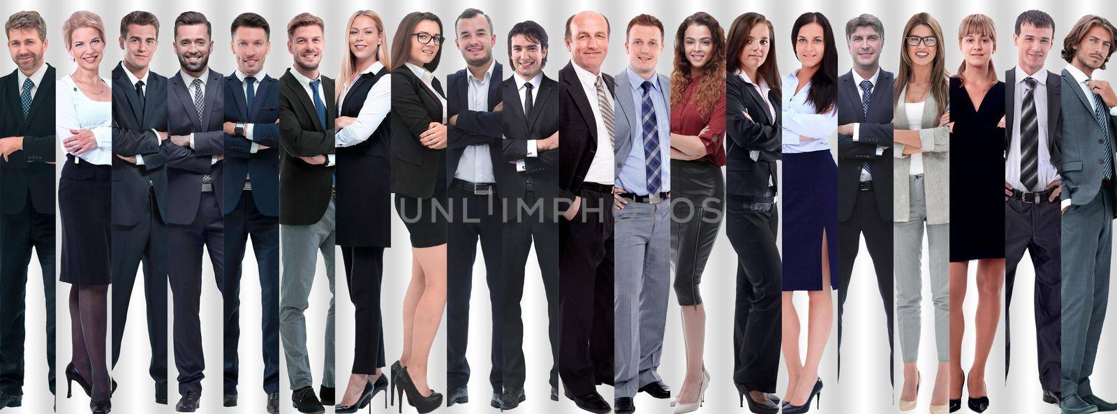 panoramic collage of groups of successful employees. by asdf