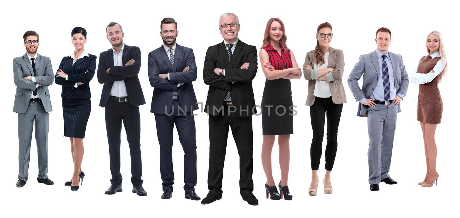 panoramic photo of a professional numerous business team.isolated on white background.