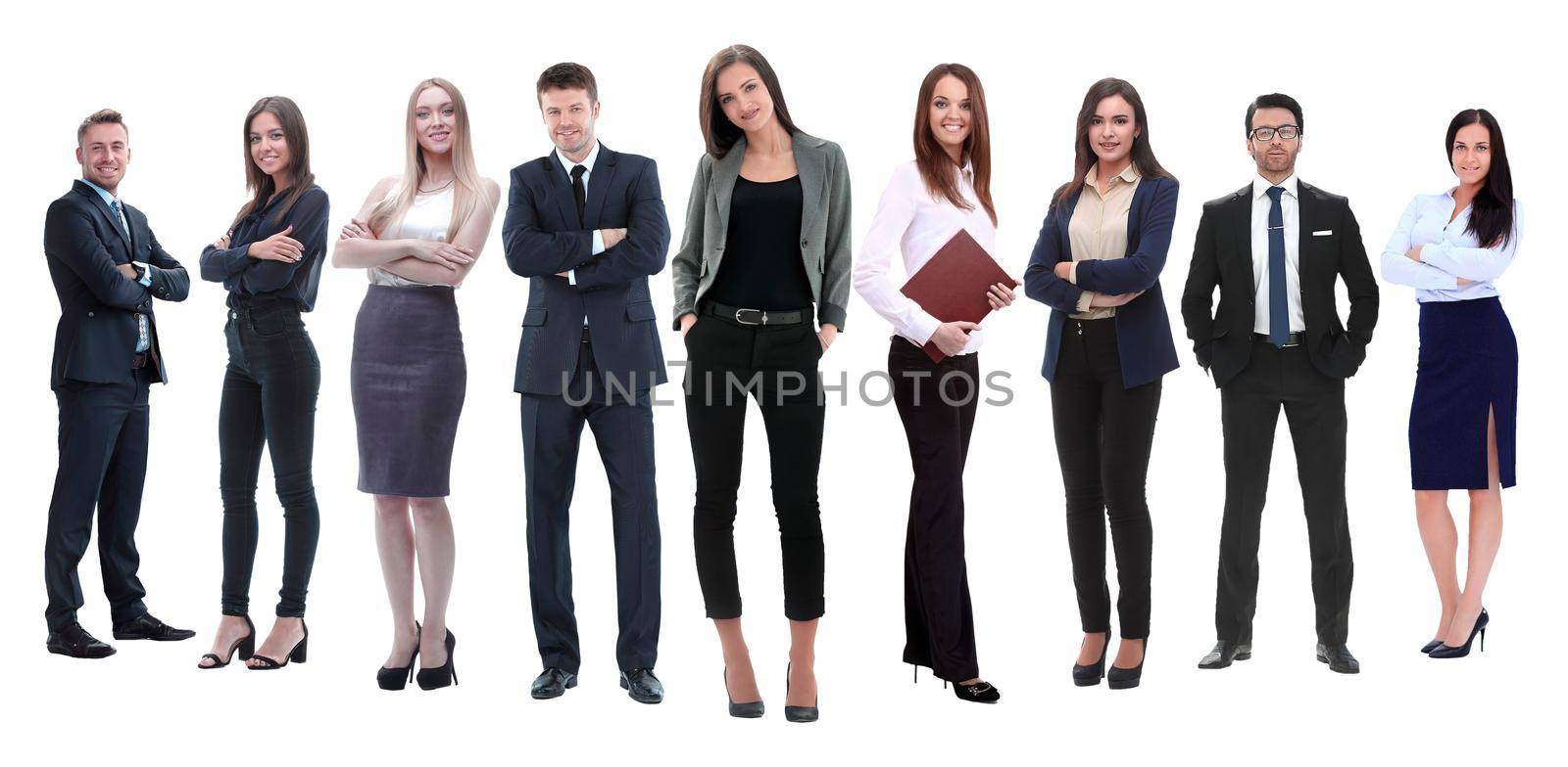 in full growth.professional business team isolated on white background.