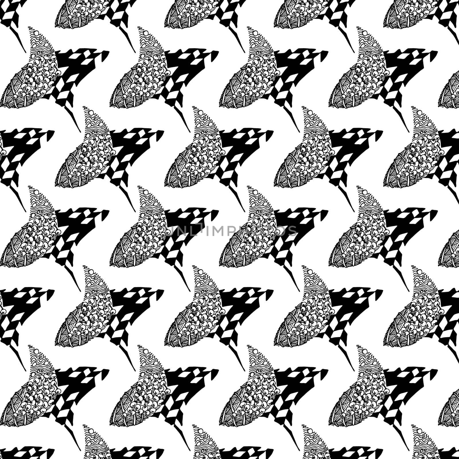 Ethnic black and white abstract zenart pattern. by Rina_Dozornaya