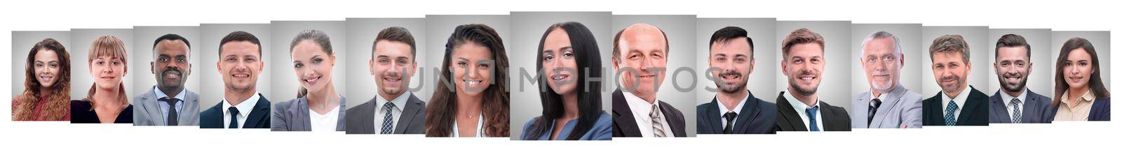 panoramic collage of portraits of successful employees by asdf