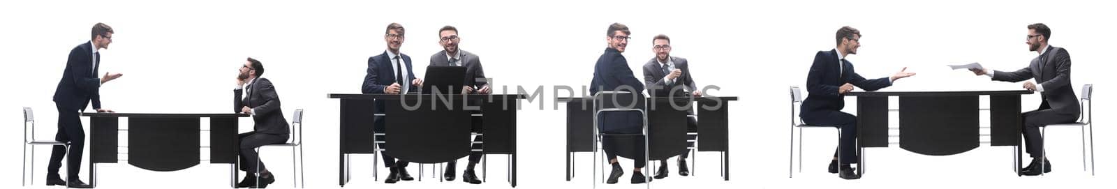 callage. two business people sitting at the Desk by asdf