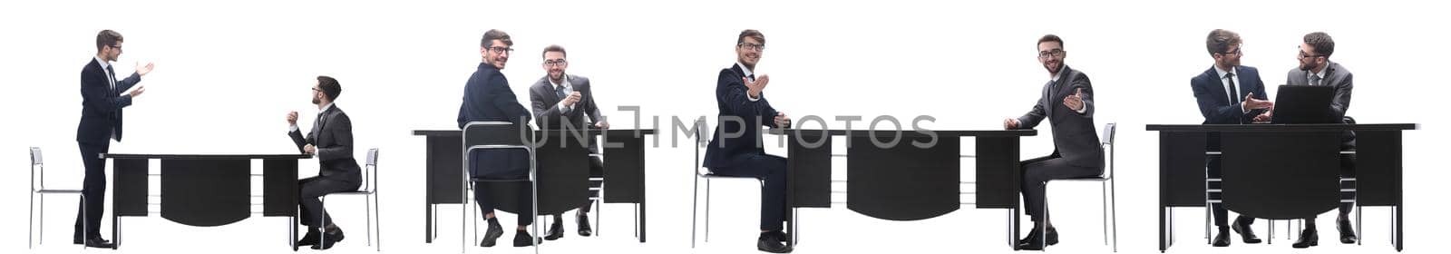 callage. two business people sitting at the Desk by asdf