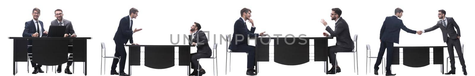 callage. two business people sitting at the Desk by asdf