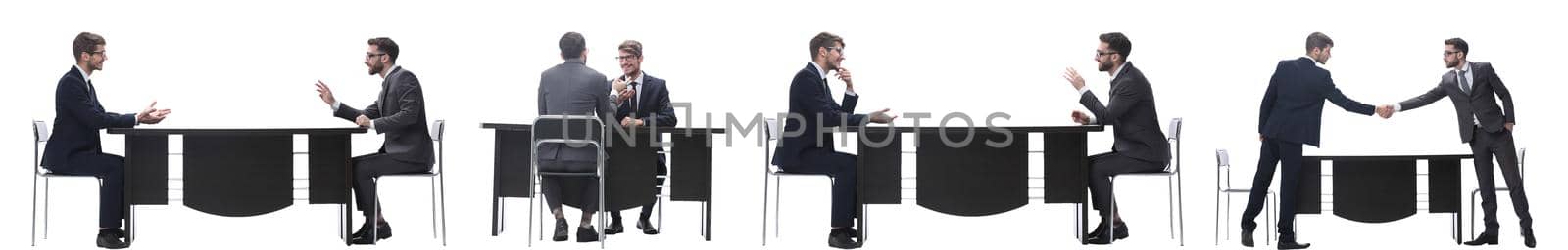 callage. two business people sitting at the Desk by asdf