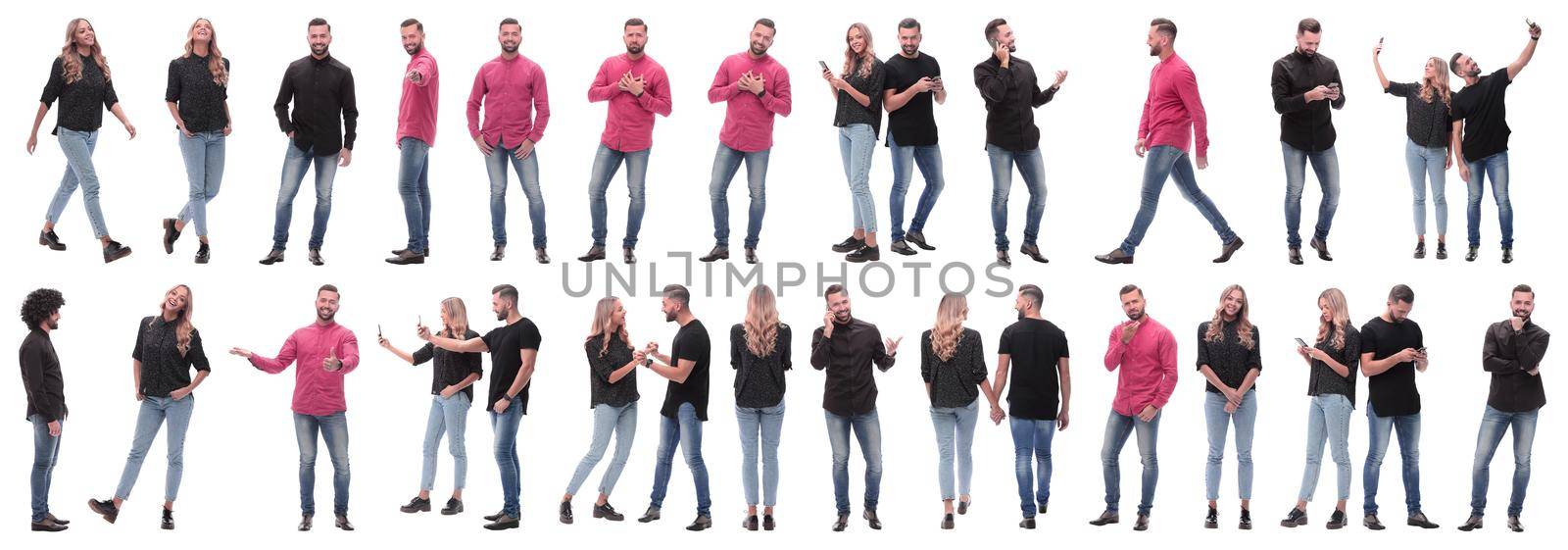 collage of photos of diverse young people. isolated on a white background