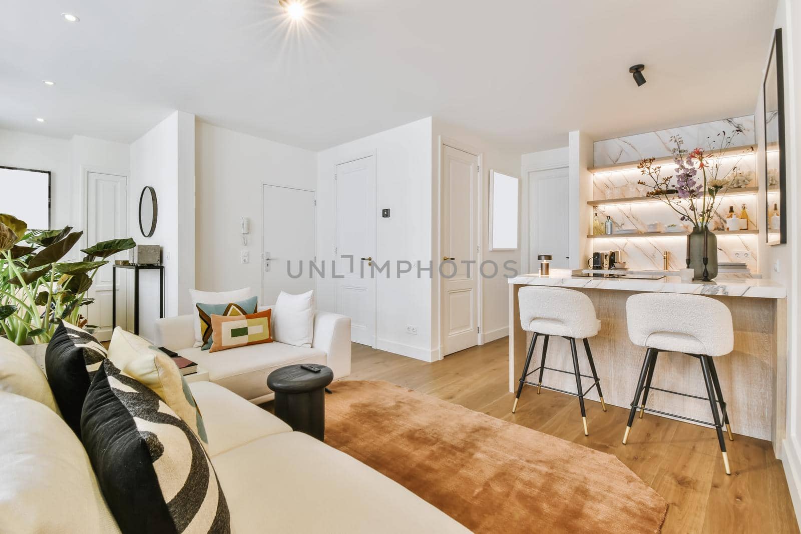 Stunning small dining area with modern plush chairs