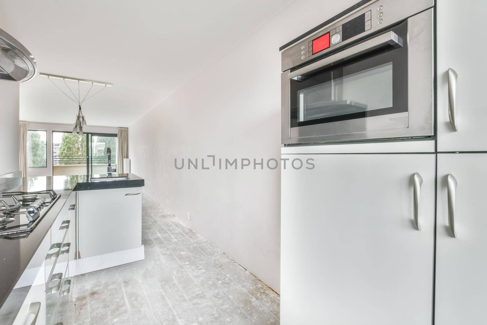 Cozy kitchen zone with in a spacious apartment