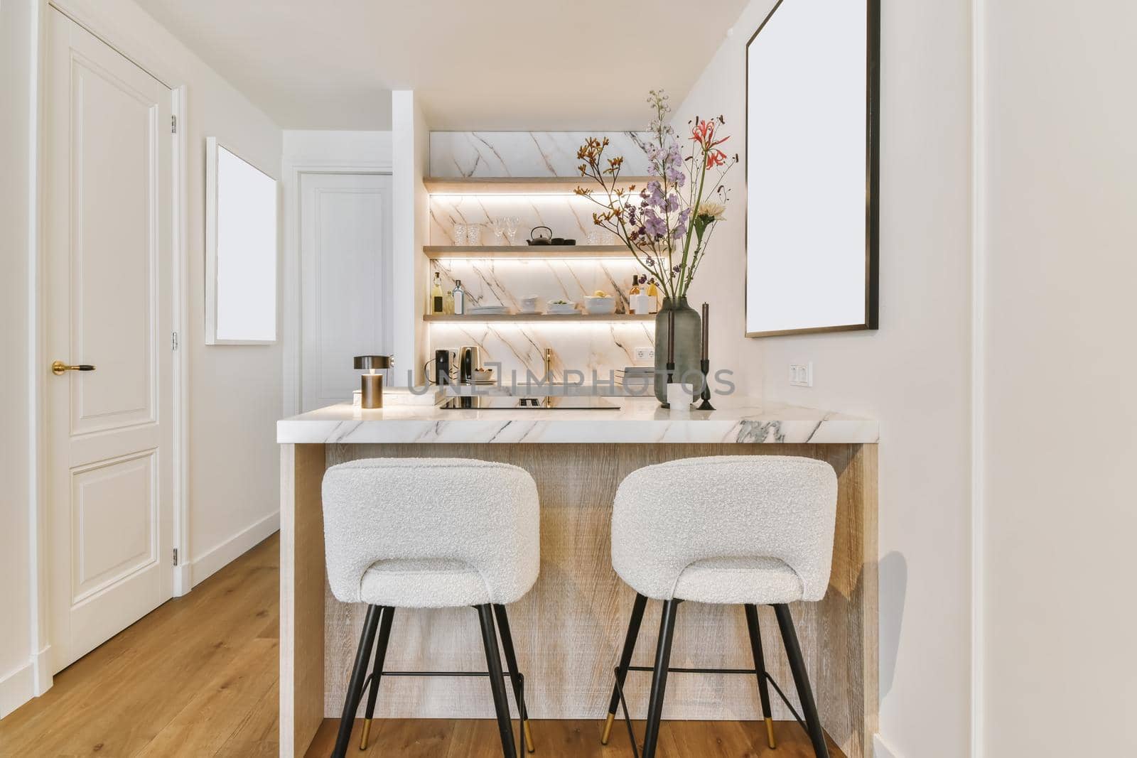 Stunning small dining area with modern plush chairs