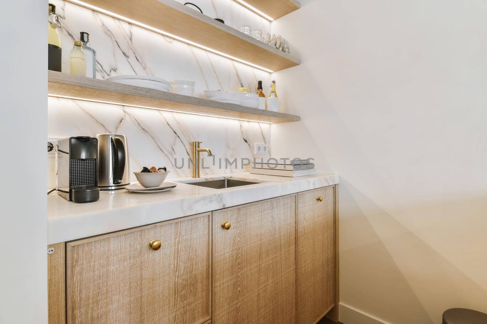 Stunning miniature kitchen area with marble top