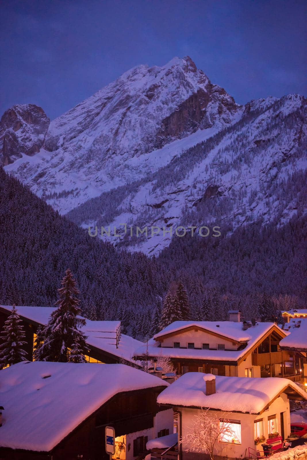 mountain village in alps  at night by dotshock