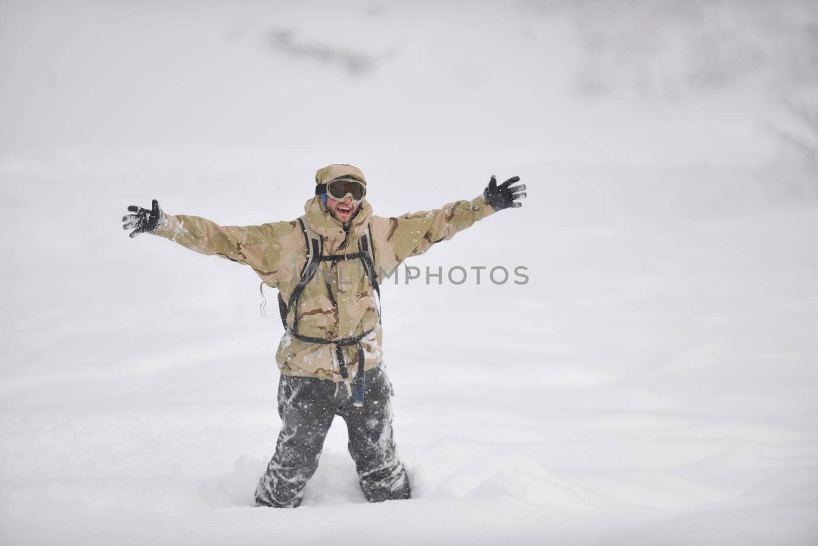 happy snowboarder portrait by dotshock