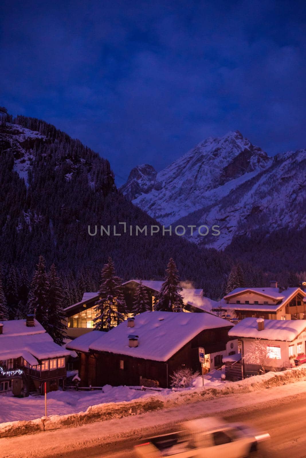 mountain village in alps  at night by dotshock