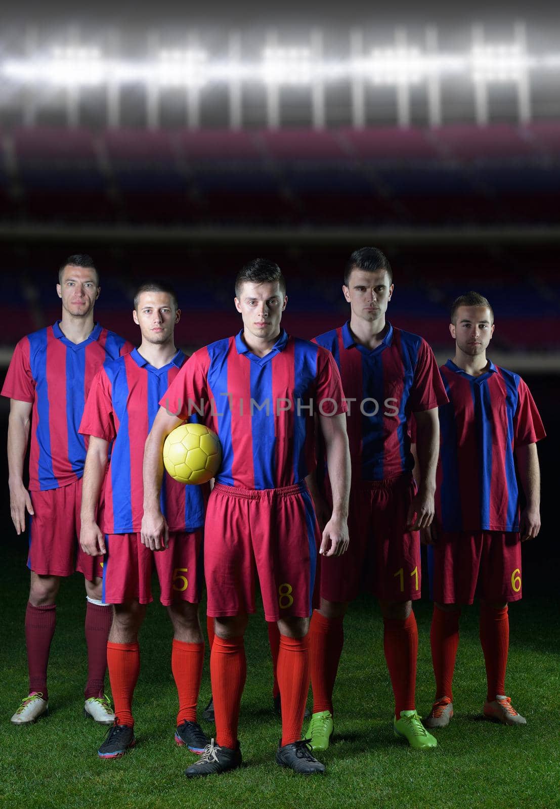 soccer players team group isolated on a stadium