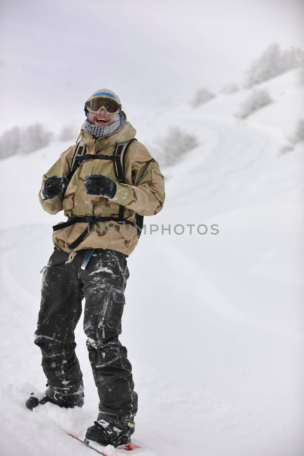 happy snowboarder portrait by dotshock