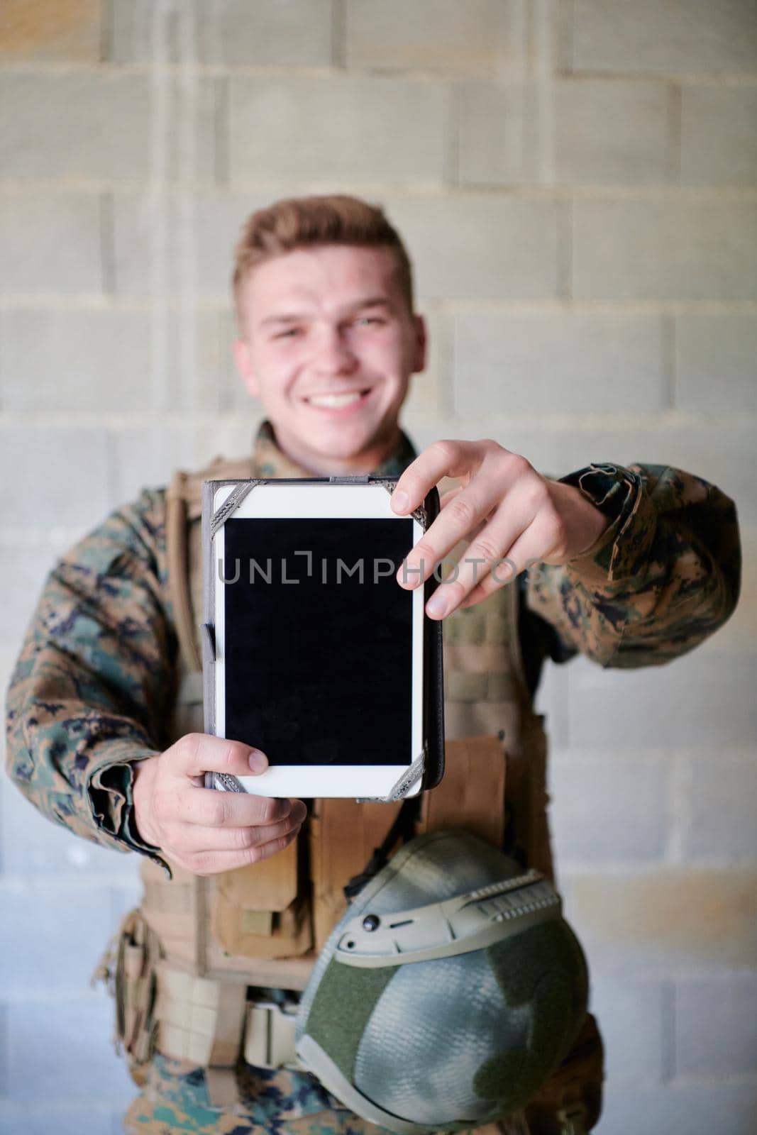 soldier using tablet computer by dotshock