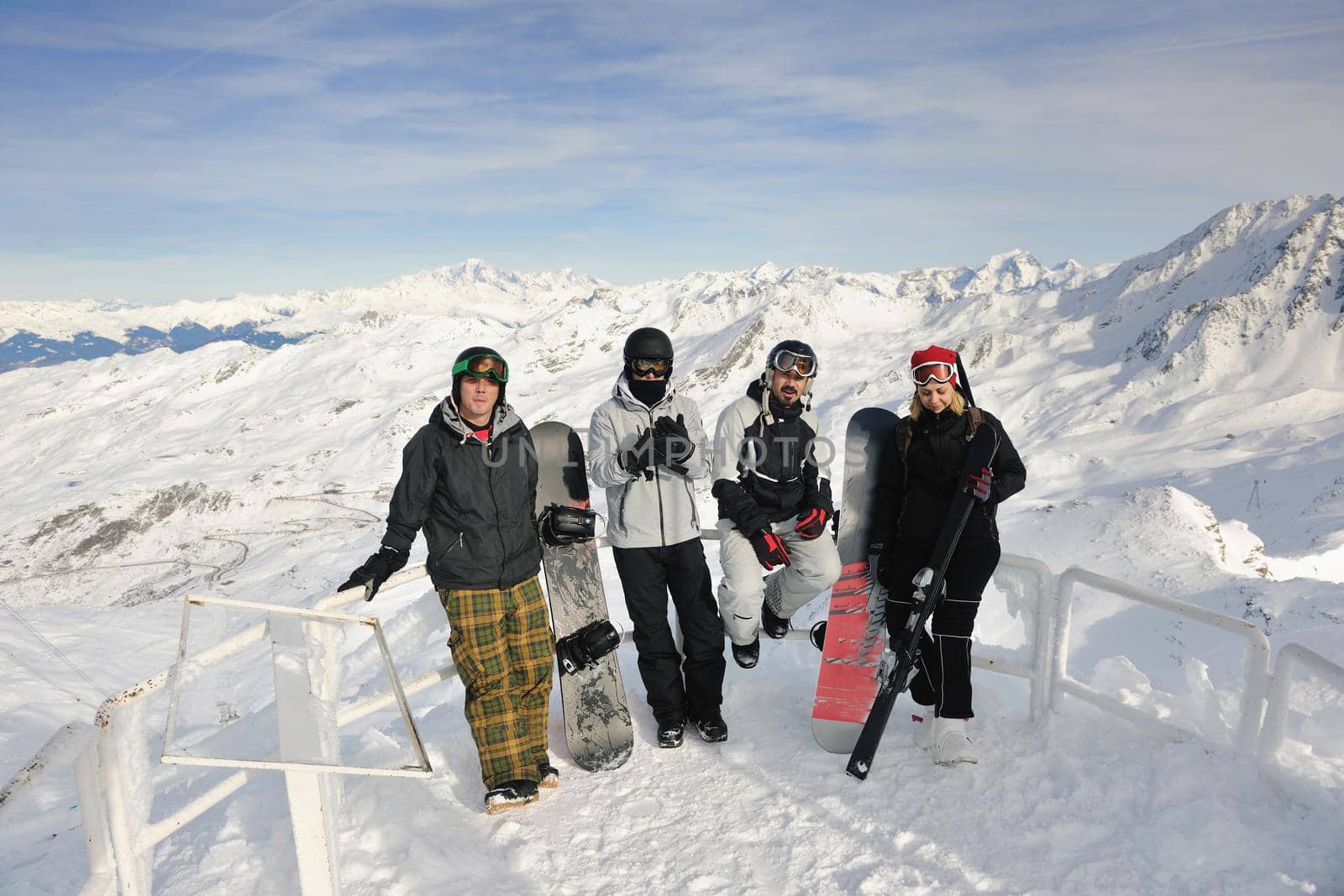  people group on snow at winter season by dotshock