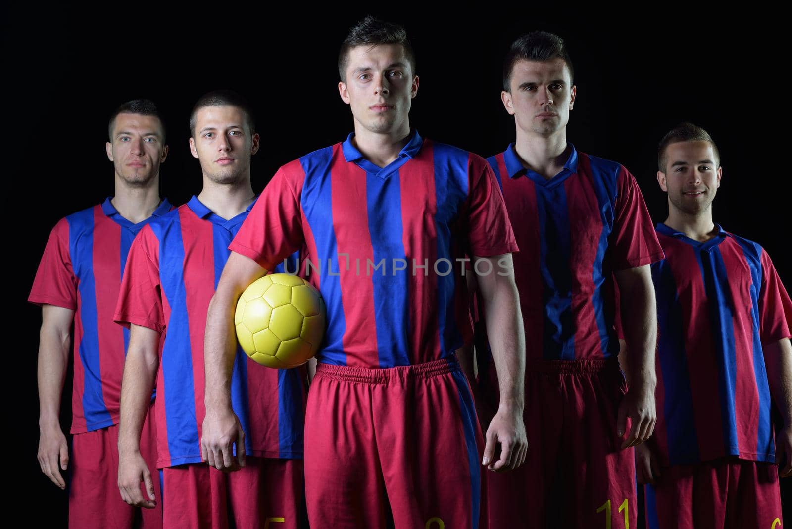 soccer players team group isolated on black background