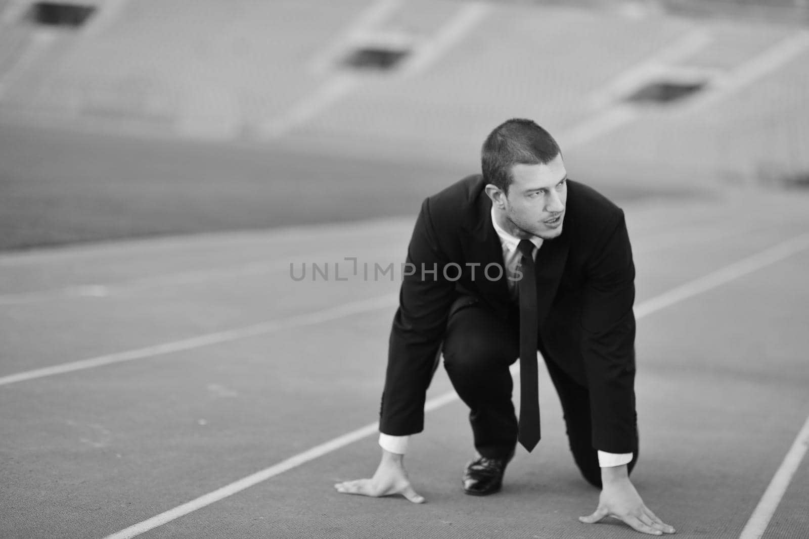 business man sport manager and executive at soccer ball athletic stadium and race track