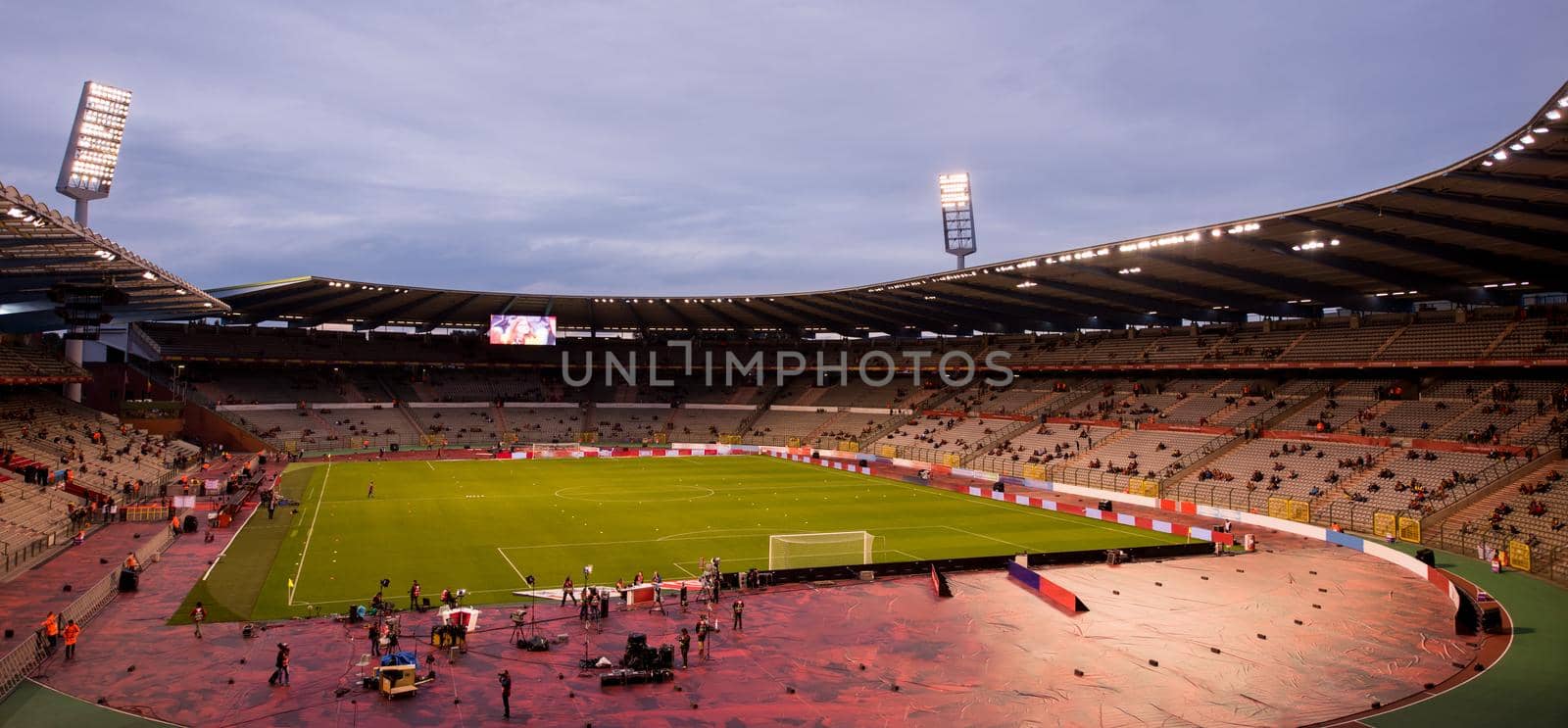 a professional footbal soccerl stadium before the start of the match